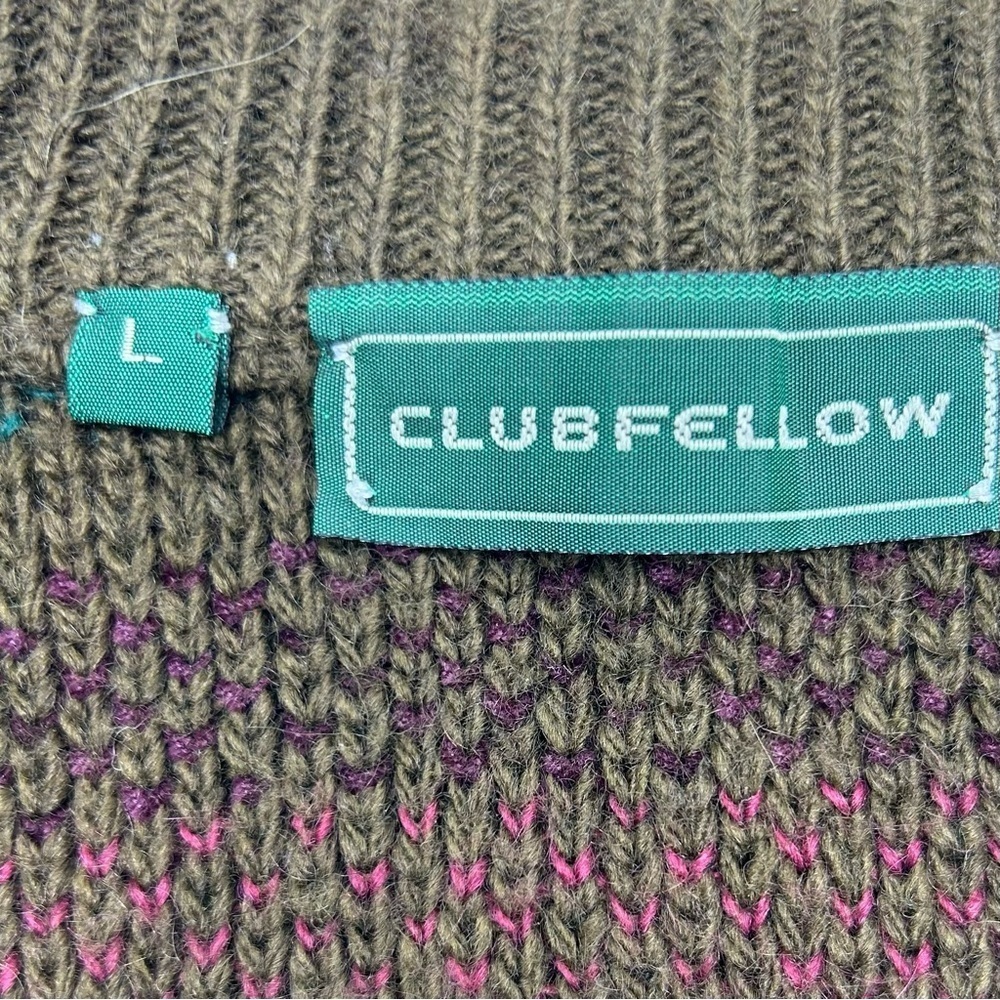 VINTAGE CLUBFELLOW Men’s V Neck Sweater LG Wool/Mohair Blend - Picture 3 of 13